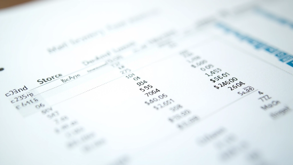 Excel spreadsheet with financial data and calculations